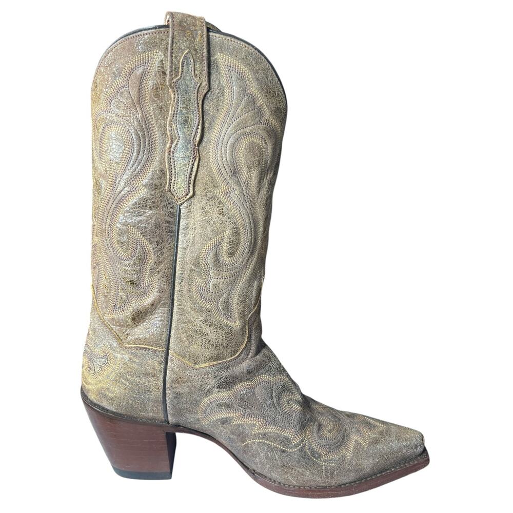 Dan Post Women’s El Paso Brown Distressed Embossed Cowgirl Boots Size US 7 M - Picture 4 of 10